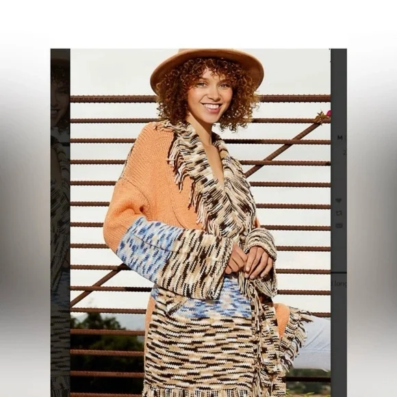 SOLD NEW POL Multicolor Knit Cardigan with Fringe - Picture 7 of 8
